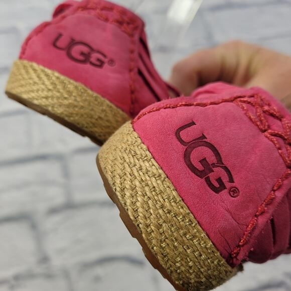 UGG Bright Barbiecore Pink Suede Tippie Espadrilles size 6 - Picture 14 of 15